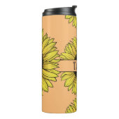 Zonnebloem op vaste achtergrond monogram naam thermosbeker (Gedraaid links)