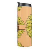 Zonnebloem op vaste achtergrond monogram naam thermosbeker (Geroteerd rechts)