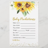 Zonnebloem op weg Baby shower Baby Voorspelling (Voorkant)
