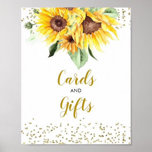 Zonnebloem op weg Baby shower Kaarten en geschenke Poster (Voorkant)