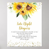 Zonnebloem op weg Baby shower Late Night Luier Poster (Voorkant)