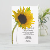 Zonnebloem op White Birthday Party Kaart (Staand voorkant)