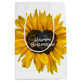 Zonnebloem op witte dag medium cadeauzakje (Voorkant)