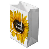 Zonnebloem op witte dag medium cadeauzakje (Voorkant Gekanteld)