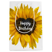 Zonnebloem op witte dag medium cadeauzakje (Voorkant)