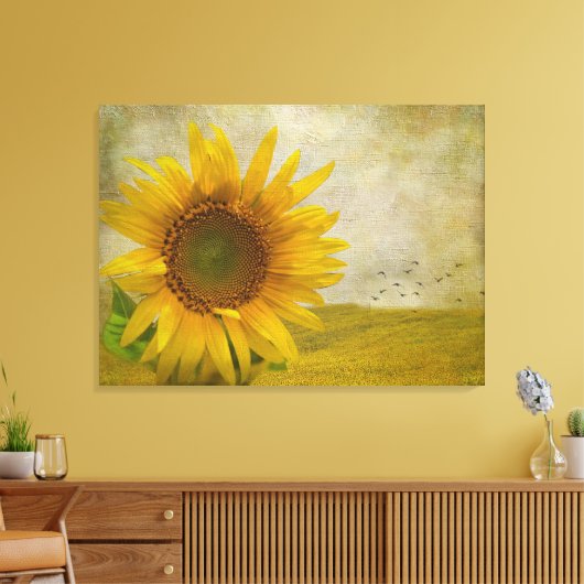 Zonnebloem op zonnebloempitten canvas afdruk (Insitu (Woonkamer))