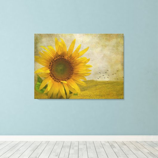 Zonnebloem op zonnebloempitten canvas afdruk (Insitu (Houten vloer))