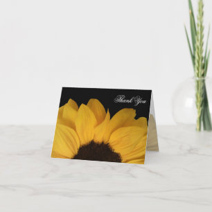 Zonnebloem op zwart Bedankt Note Kaart