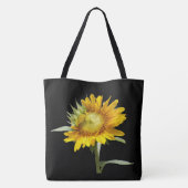 Zonnebloem op zwart, gepersonaliseerd tote bag (Achterkant)