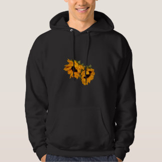 Zonnebloem op zwart hoodie