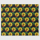 Zonnebloem op zwart, ontkoppelingspiekpapier cadeaupapier (Vlak)