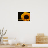 Zonnebloem op zwart Poster (Keuken)