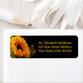 Zonnebloem op zwart retouradres mailinglabels etiket (Insitu)