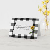 zonnebloem op zwarte en witte vlechtje kaart (Gele Bloem)