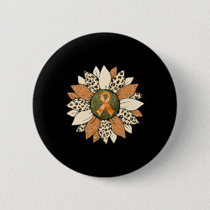 Zonnebloem Oranje Crps Awareness Women Warrior Ronde Button 5,7 Cm