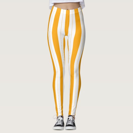 Zonnebloem Oranje Geel Gestreept  Leggings (Voorkant)