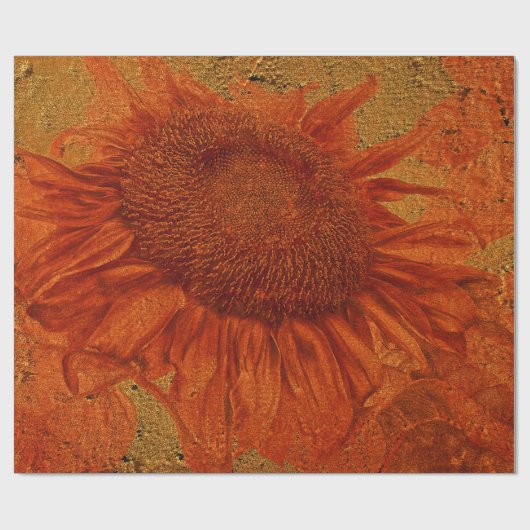 Zonnebloem  Oranje goudtextiel, ontkoppeling Cadeaupapier (Vlak)