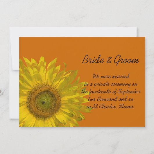 Zonnebloem Oranje huwelijk/aankondiging lolling Aankondiging (Voorkant)