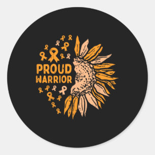 Zonnebloem Oranje Ribbon Proud Warrior Leukemie Aw Ronde Sticker