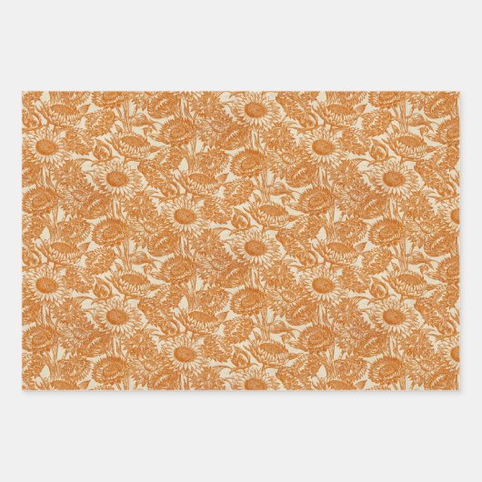 Zonnebloem Oranje Verpakkingsbladen Inpakpapier Vel (Voorkant 2)