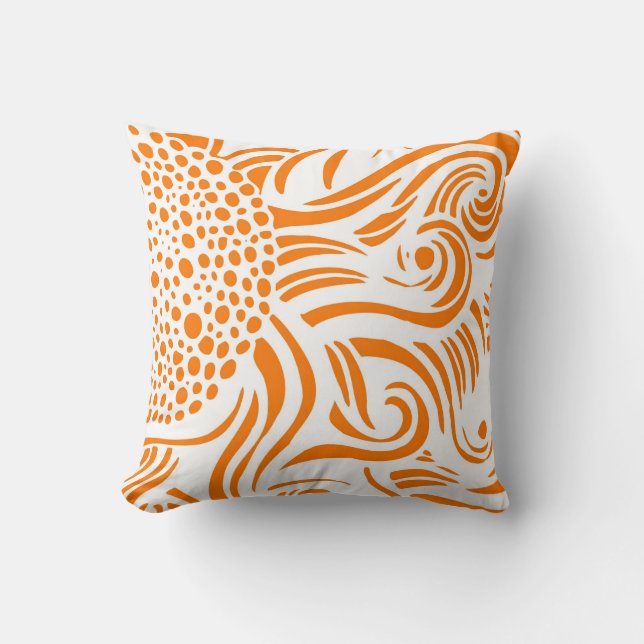 Zonnebloem - Oranje/wit - Pillow Kussen (Voorkant)