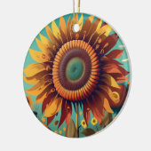 Zonnebloem Ornament, Herfst Retro Zonnebloem Ornam Keramisch Ornament (Links)