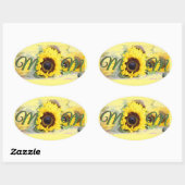 Zonnebloem Ovale Sticker (Vel)
