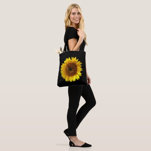 Zonnebloem over prullenbak tote bag (Op model)