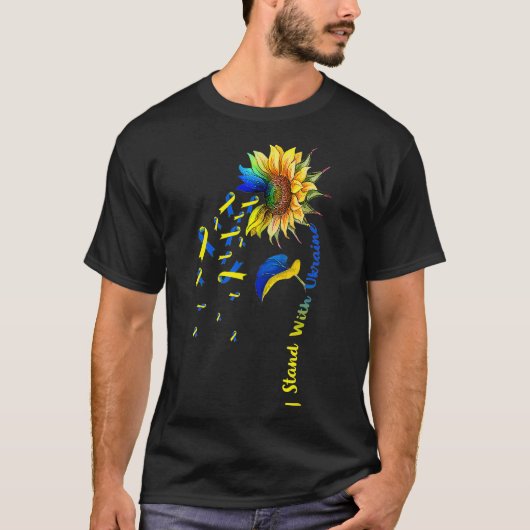 Zonnebloem overspoelt Oekraïne Flag Power Support  T-shirt (Voorkant)
