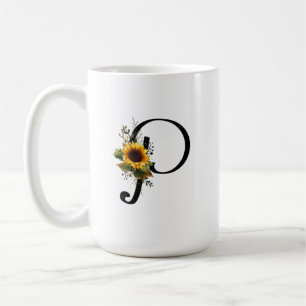 Zonnebloem P Letter Grafisch T-shirt voor Vrouwen Koffiemok