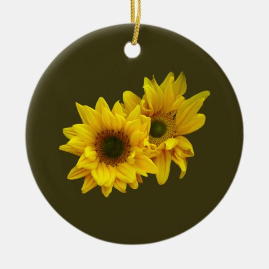 Zonnebloem Paar Arm in Arm Keramisch Ornament (Voorkant)