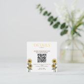 Zonnebloem Paar Bruiloft QR Code Informatiekaartje (Staand voorkant)