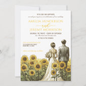 Zonnebloem paar bruiloft uitnodiging (Voorkant)