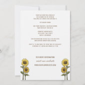 Zonnebloem paar bruiloft uitnodiging met details (Achterkant)