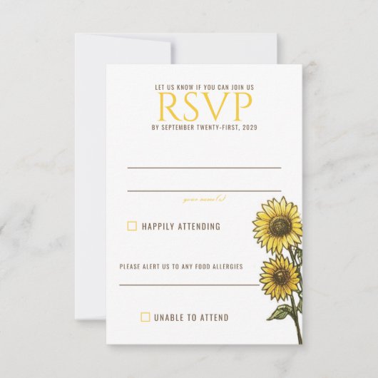 Zonnebloem Paar RSVP Kaartje (Voorkant)