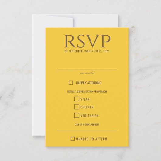 Zonnebloem paar voedsel keuzes RSVP kaartje (Voorkant)