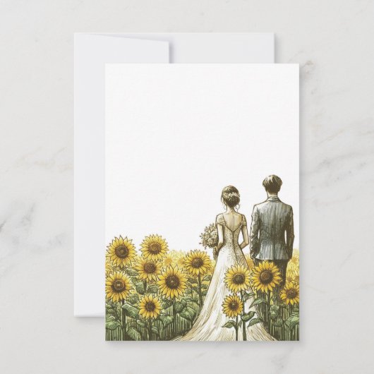 Zonnebloem paar voedsel keuzes RSVP kaartje (Achterkant)