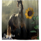 Zonnebloem Paard Douchegordijn (Voorkant)