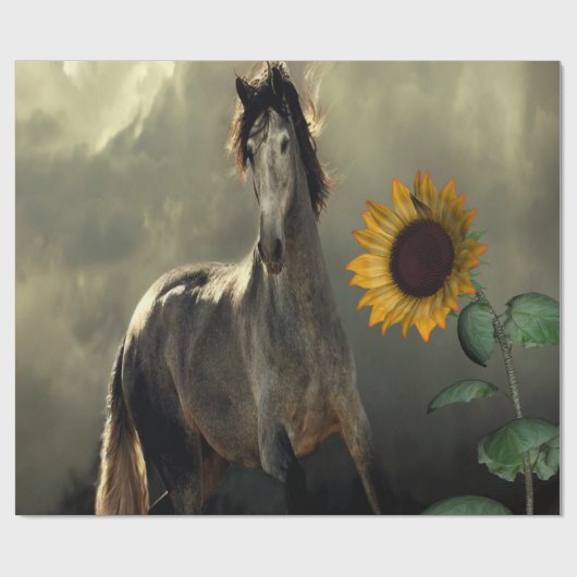 Zonnebloem Paard Matte Wrapping Papier (Vlak)