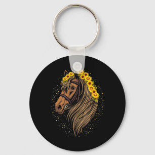 Zonnebloem Paard Portret Cowgirl Equestrian Horse Sleutelhanger
