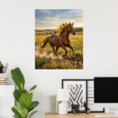 Zonnebloem Paard Prairie Run Poster (Thuiskantoor)