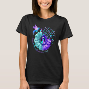 Zonnebloem Paars en Blauwgroen Zelfmoord T-shirt