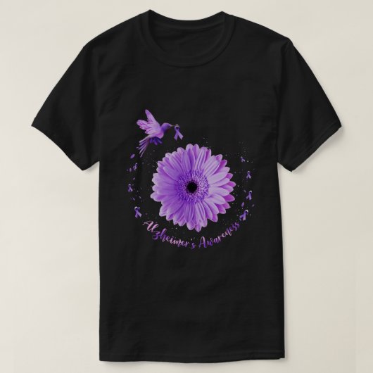 Zonnebloem Paars Ribbon Alzheimer Aw T-shirt (Design voorkant)