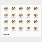 Zonnebloem Paars Roos Floral Lights Weddenschap Ronde Sticker (Vel)