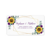 Zonnebloem Paars Roos Geometrisch Gold Adres Etiket (Voorkant)
