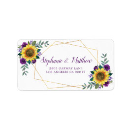Zonnebloem Paars Roos Geometrisch Gold Adres Etiket