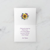 Zonnebloem Paars Vrijgezellenfeest Bedankkaart (Binnen)