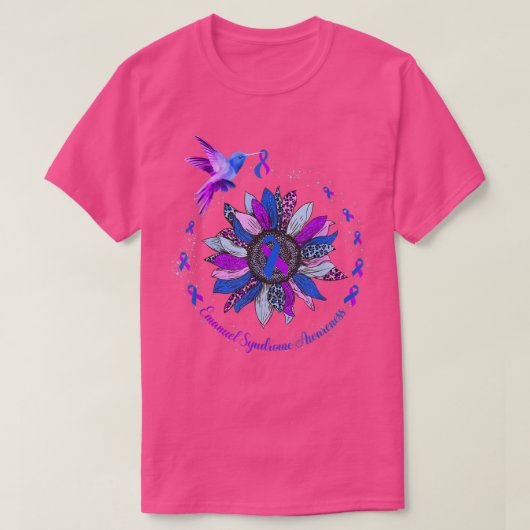 Zonnebloem Paarse blauwe lint Emanuel S T-shirt (Design voorkant)