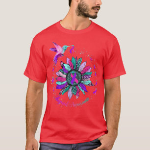 Zonnebloem Paarse Blauwgroen roze lint Thyr T-shirt