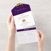 Zonnebloem paarse bloemen Alles in een bruiloft Ui All In One Uitnodiging (Afscheurbaar)